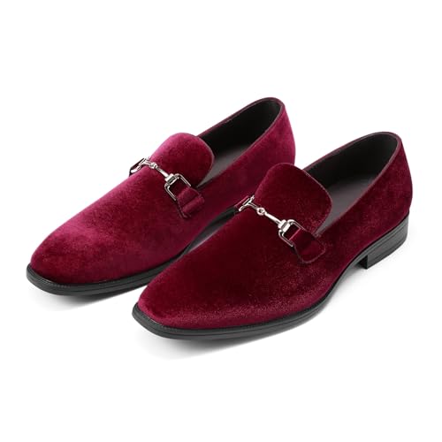 AUSTIN MILL Mens Patent Leather Dress Loafers Business Prom Shoes Burgundy