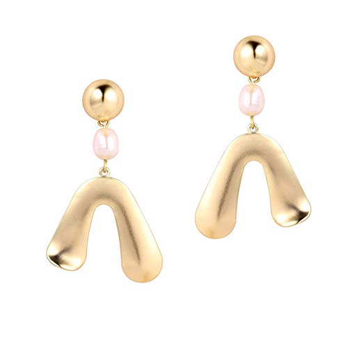 2019 Pendientes de perlas geométricas irregulares para mujer, chapados en oro de 14 K