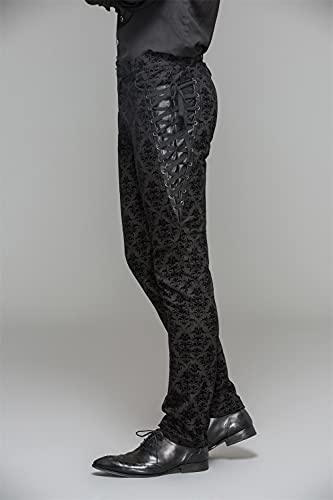 Punk Men Cotton Dress Pants Victorian Printed Bandage Bridal Pants2