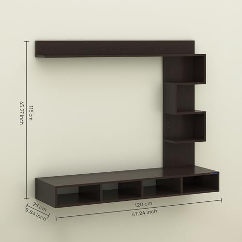 Image of Anikaa Laura Engineered Wood Wall Mount TV Unit /TV Stand /TV Cabinet /TV Entertainment Unit /Set Top Box Stand (Ideal for 43 Inch) (D.I.Y) (Wenge)