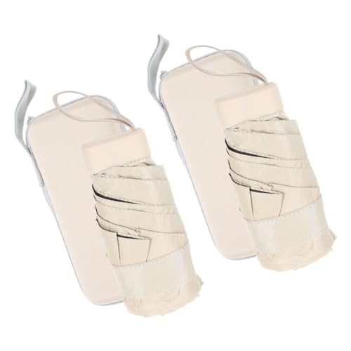 Petit parasol pliant beige en fibre de verre YARNOW avec haute protection UV pour le voyage