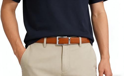 Image of Lingli Men's Belt,Ratchet Dress Belt with Automatic Buckle Brown /Black-Trim to Fit-35mm wide