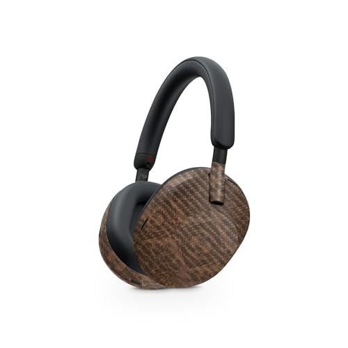 Image of MightySkins Carbon Fiber Skin Compatible with Sony WH-1000XM5 Headphones - Brown Linen | Protective, Durable Textured Carbon Fiber Finish | Easy to Apply