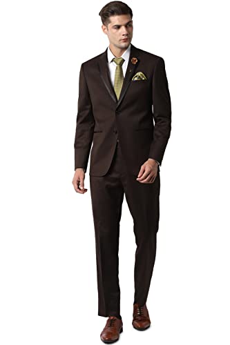 Image of Peter England Men's Synthetic Notch Lapel Suit (PISUENSF157050 Brown 46)