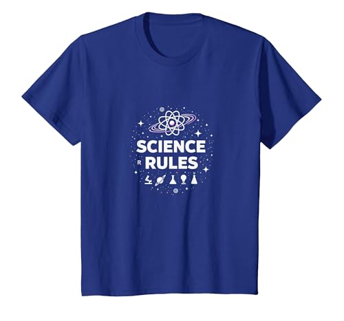 Science Rules Space Exploration Teacher Gift Cosmic Theme T-Shirt, Youth, Royal Blue, Medium