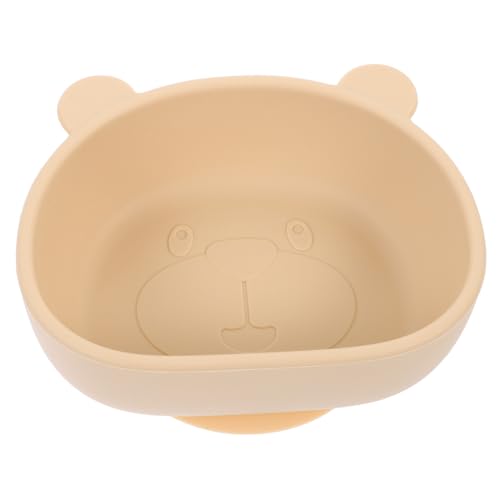 Toyvian Tazón de comida con ventosa cucharas tazones y platos de succión para bebés Alimentación del bebé tazón para bebés con succión cubiertos infantiles tazón infantil de silicona Beige