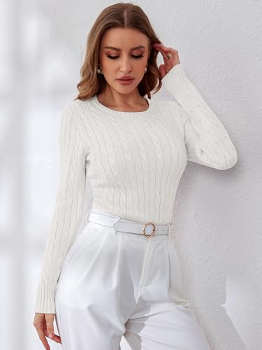 ANRABESS Sweaters for Women Fall Long Sleeve Cable Knit Fitted Pullover - image 5