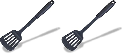 Image of Fackelmann Initial Slotted Turner, Plastic, Fish Slice, Non-Stick Kitchen Cooking Spatula, Anti-Scratch, Burger Flipper, Heat-Resistant, Cooking Draining & Frying BBQ Utensil, 31.5cm (Pack of 2)