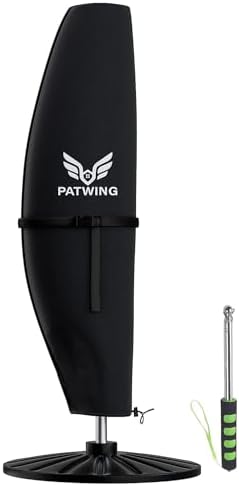 PATWING Sonnenschirm Schutzhülle, 600D Sonnenschirmhülle 210*45*75/32cm | Mit 1,2-m-Hilfsstab, Reißverschluss und Kordelzug, Wasserdicht, UV-Beständig, Windfest und Reißfest, für 2