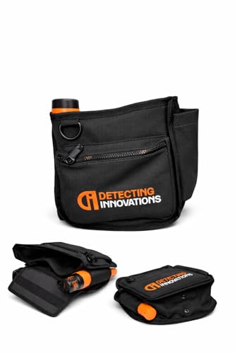 Detecting Innovations Ultimate Waist Pouch for Metal Detecting Finds Bag with Pinpointer Holster Durable Metal Detector Accessories (BLACK)
