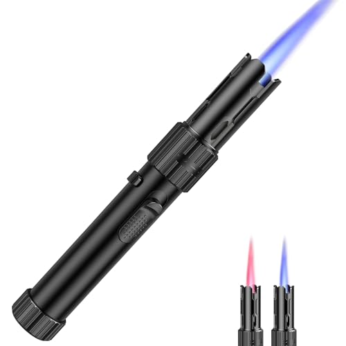 WCX Windproof Butane Torch Lighter, Adjustable Jet Flame Lightsaber Lighter Refillable for Grill, BBQ, Fireplace, Camping, Soldering, Welding, Candles (Butane Not Included)