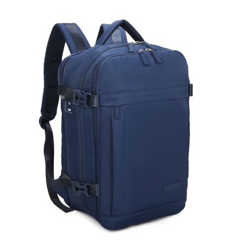 RAYKONG Mochila Cabina Ryanair 40x30x20cm (24L) | Mochila Viaje Avion Impermeable Compatible con Portátil 14 Pulgadas | Equipaje mano Alta Resistencia|Mochila Multiuso| AzulMarino