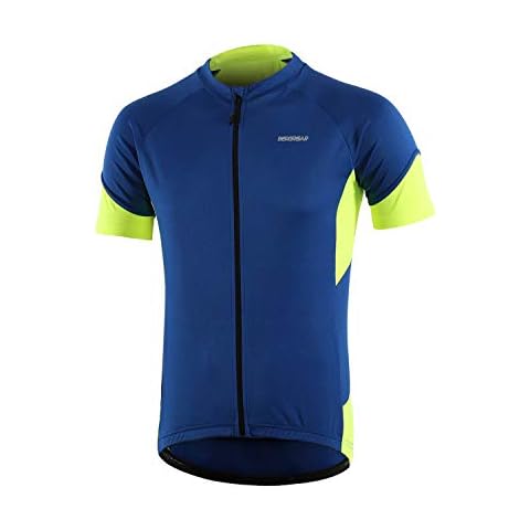 BERGRISAR Men's Cycling Jerseys Short Sleeves MTB Mountain Bike Bicycle Shirt Zipper Pockets Blue Size Small Cover