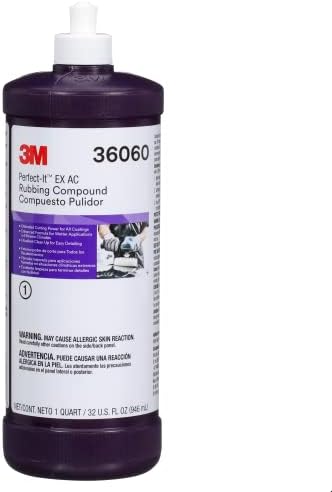 3M Perfect-It EX AC Rubbing Compound, 36060, Fast Cutting, High Performing, 1 qt (32 fl oz)