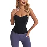 Necalisi waist trainer korsett damen schwarz Bauchweggürtel mit 6 Stahlknochen Rückentraining - Bauchtrainer, Kaiserschnitt Bauchgurt Damen Herren zum abnehmen XL