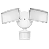 UL-Listed Dual Head LED Outdoor Security Light, Motion Activated+Dusk to Dawn, 4 Modes Area Lighting, 20W (150W Equivalent), Energy Star, 5000K Daylight, Exterior Floodlight for Entryways, Yard