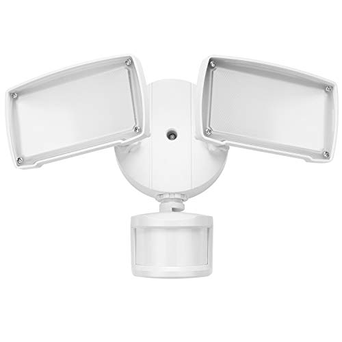 UL-Listed Dual Head LED Outdoor Security Light, Motion Activated+Dusk to Dawn, 4 Modes Area Lighting, 20W (150W Equivalent), Energy Star, 5000K Daylight, Exterior Floodlight for Entryways, Yard