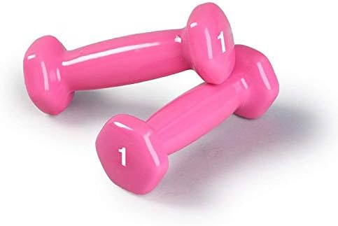 SPRI Vinyl Dumbbells, Set of 2, 1-Pound (Pink)