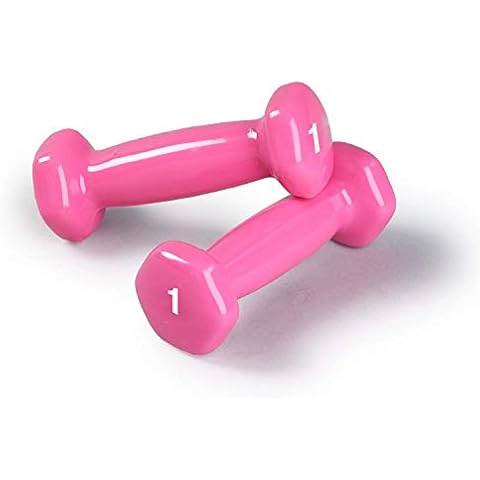 SPRI Vinyl Dumbbells, Set of 2, 1-Pound (Pink) Cover
