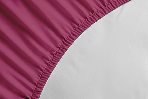 HOME LINGE PASSION, Baikal Fuchsia Fitted Sheet, 160 x 200 cm + 35 cm, 100% Cotton, 57 Thread Count, Oeko-TEX Label - Image 3