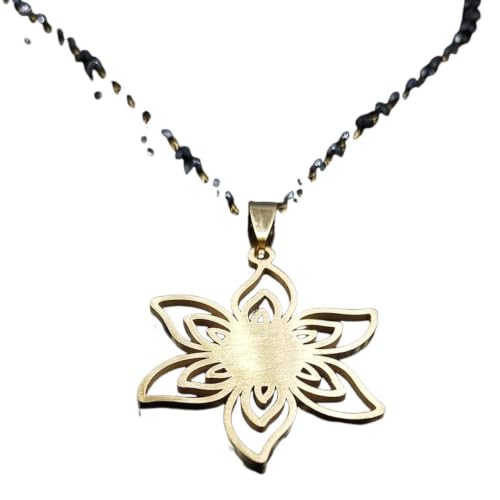 Collier de fleurs dorées pour femmes avec chaîne noire chic en acier
