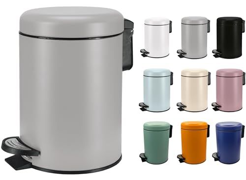 KW Soft Shade Small Round Pedal Bin 3ltr (Grey, 3 Ltr)