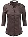 Foryous Women Button Down Shirt 3/4 Sleeve Blouses Slim Fit Plus Size