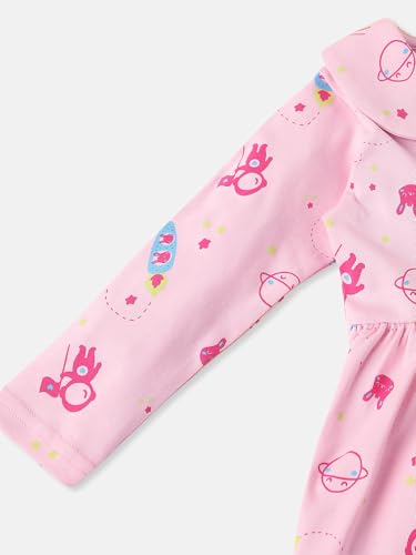 Image of Nautinati Baby Girls 100% Cotton Peterpan Collar Printed Dress | Age 0-3 Years