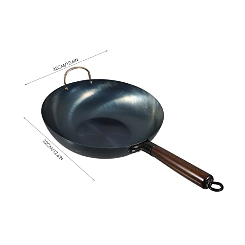 Wok tradicional de hierro con mango de madera antiadherente miniatura 7