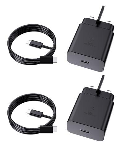 Super Fast Charger USB-C, 2 Pack 45W Fast Charging for Samsung Galaxy S25 Ultra/S25+/S25/S24 Ultra/S24+/S24/S23/S22/S21,A56,A55,A36,A16,Z Fold 6/Flip 6,Tab S10 S9,USB C Plug with 1.8M 5A Type-C Cable