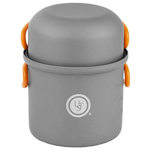 ust Solo Cook Kit with Lightweight, Compact, BPA Free, Anodized Aluminum Construction for Camping, Hiking, Emergency, Soloist and Picnics, Gray/Orange, One Size