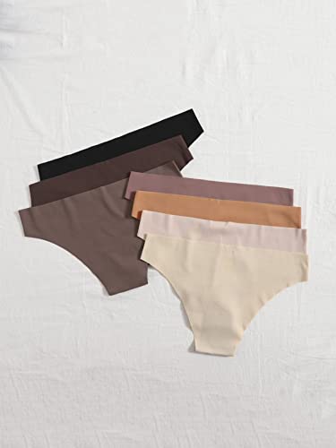 Shein Women's 7 Piece No Show Low Rise Underwear Seamless Stretch Hipster Briefs Multicolor Coffee L #TOP1