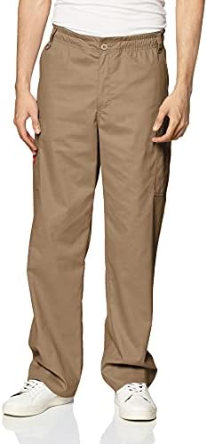 Dickies Men's Big Signature Elastic Waist Scrubs Pant, Dark Khaki, Large Tall