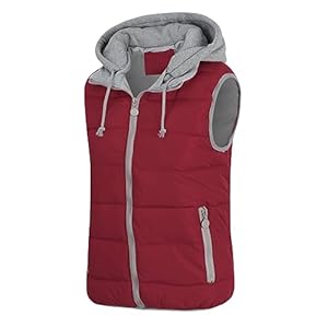 YYNUDA Gilet Femmes Hiver Chaude Capuche Sans Manche Zippée Gilet Veste à Capuche Ultra Légère Bordeaux M