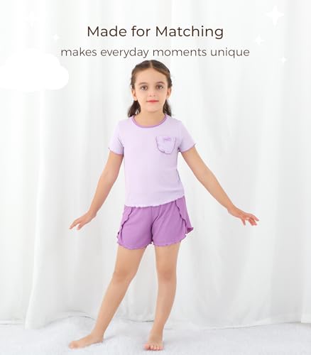 Image of Baby Girls Outfits Sets Summer Tee and Shorts Toddler 2-Piece Set for Kids Cooling Clothes,Viscose Made from Bamboo