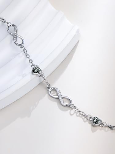 Image of Dorunmo Ankle Bracelet for Women 925 Sterling Silver Natural Stone Bracelet Anklet Summer Beach Jewelry Birthday Gifts for Mom