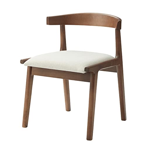 PaletteLife ダイニングチェア チェアー 椅子 イス おしゃれ 北欧 木製 木脚 ブラウン脚 完成品 布 ファブリック アームレス 引っ掛け ルンバブル アイボリー ホワイト 白