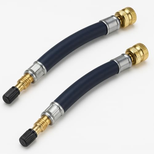 Manovella Lot de 2 rallonges de valve de pneu - 210 mm - Tuyau flexible en caoutchouc avec valve métallique robuste pour camion, camping-car, bus, remorque et plus encore - Idéal pour les valves