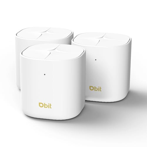 DBIT AX1800 WiFi 6 Whole Home Mesh Wi-Fi System, Dual-Band Coverage up to 6,500 sq. ft. and 150 Devices, Replaces Wireless Router and Extender (D-MAX5, 3-Pack, 6 Gigabit Ethernet Ports in Total)