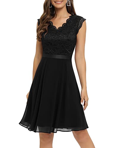 Dressystar Women's V Neck Sleeveless Lace Bridesmaid Dress Wedding Party Gown