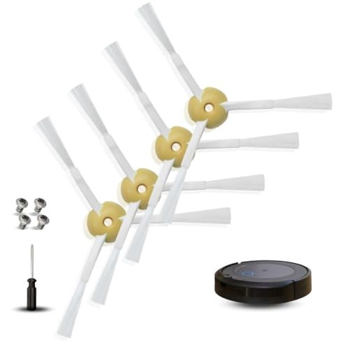 4 Cepillos laterales parar Roomba 500, 600 y 700 + Tornillos + Destornillador - 4 Cepillos Reemplazo Para Roomba - 4 Cepillos Repuesto Para Roomba 600, 500, 700 - Cepillos recambio para roomba