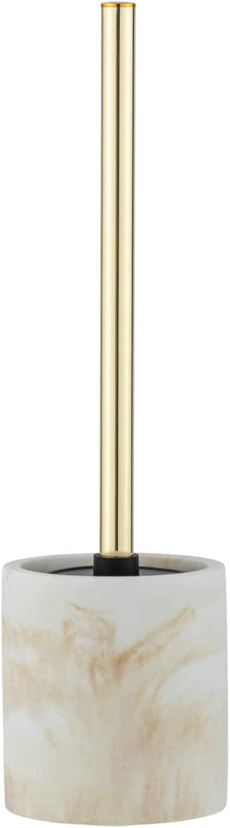 WENKO Odos Toilet Brush Holder, Polyresin, Gold/Marbled, 37 x 7.5 x 7.5 cm