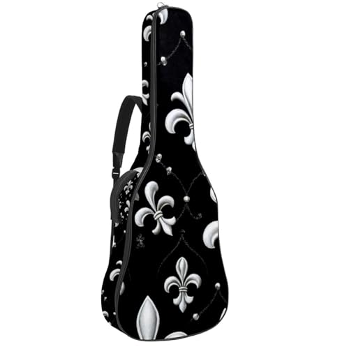 Sac guitare acoustique étanche motif fleur de lys 42.9 pouces housse rembourrée