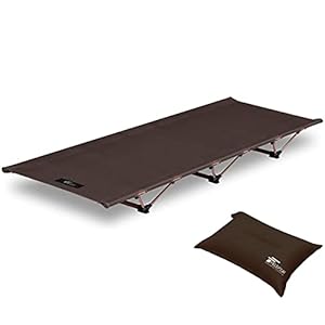 FIELDOOR アルミコンパクトコット 幅78cm ワイドタイプ 【ダークブラウン】 ＆ インフレータブルピロー 【..." 