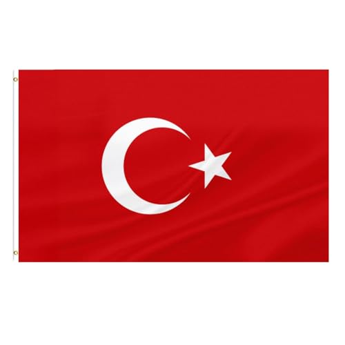 Türkei Flagge • Hochwertige Türkei Nationalflagge 90 x 150 cm mit Messingösen Für den Innen- und Außenbereich Wetterfest und aus 100% Polyester – Ideal für alle Türken