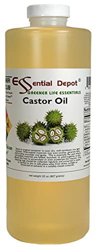 Castor Oil - 1 Quart - 32 oz - safety sealed HDPE container with resealable cap