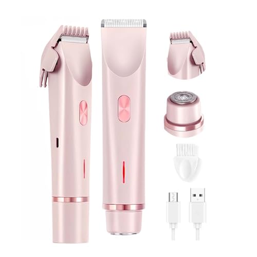 2025 New 2-in-1 Women's Body Shaver, Bikini Trimmer Rechargeable Cordless Electric Shaver for Women, IPX7 Waterproof Wet and Dry Hair Trimmer for Facial Face Lip Chin Underarm Legs (Pink)