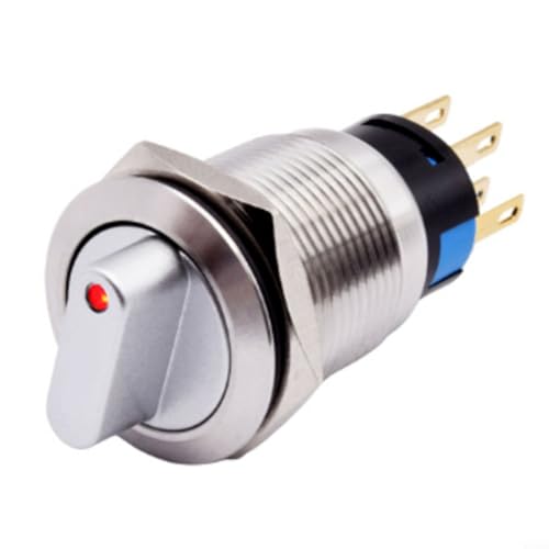 Image of NINMORTH 19mm Momentary Self-Reset Rotary Switch 3 Position 2NO 2NC 110-220V Metal Knob IP66 LED for Equipment Instrument(white)