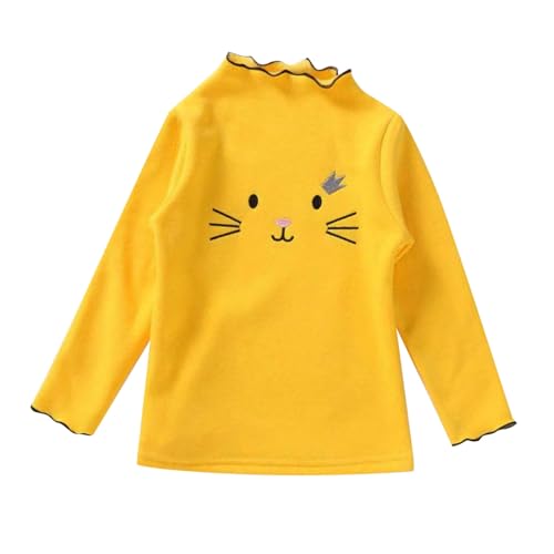 Blusas románticas con encaje niño niña manga larga volantes camisetas de algodón estampado de gato camisas blusa casual batik conjunto con camiseta, amarillo, 2-3 años