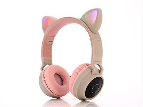 Auriculares Bluetooth diadema inalámbricos 5.0 con luz LED orejas de gato sonido estéreo HiFi